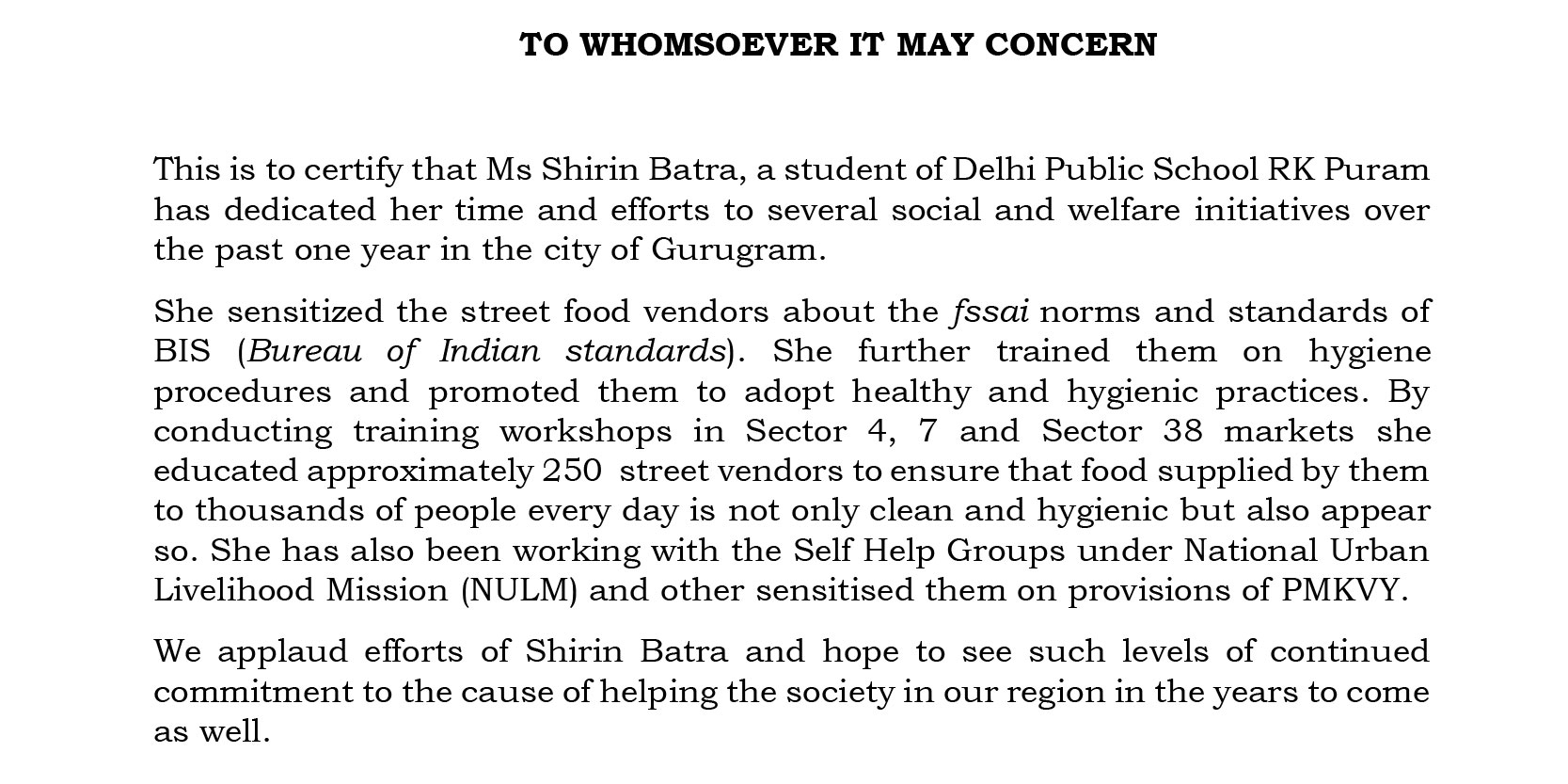 Food Vendors Sensitisation Initiative